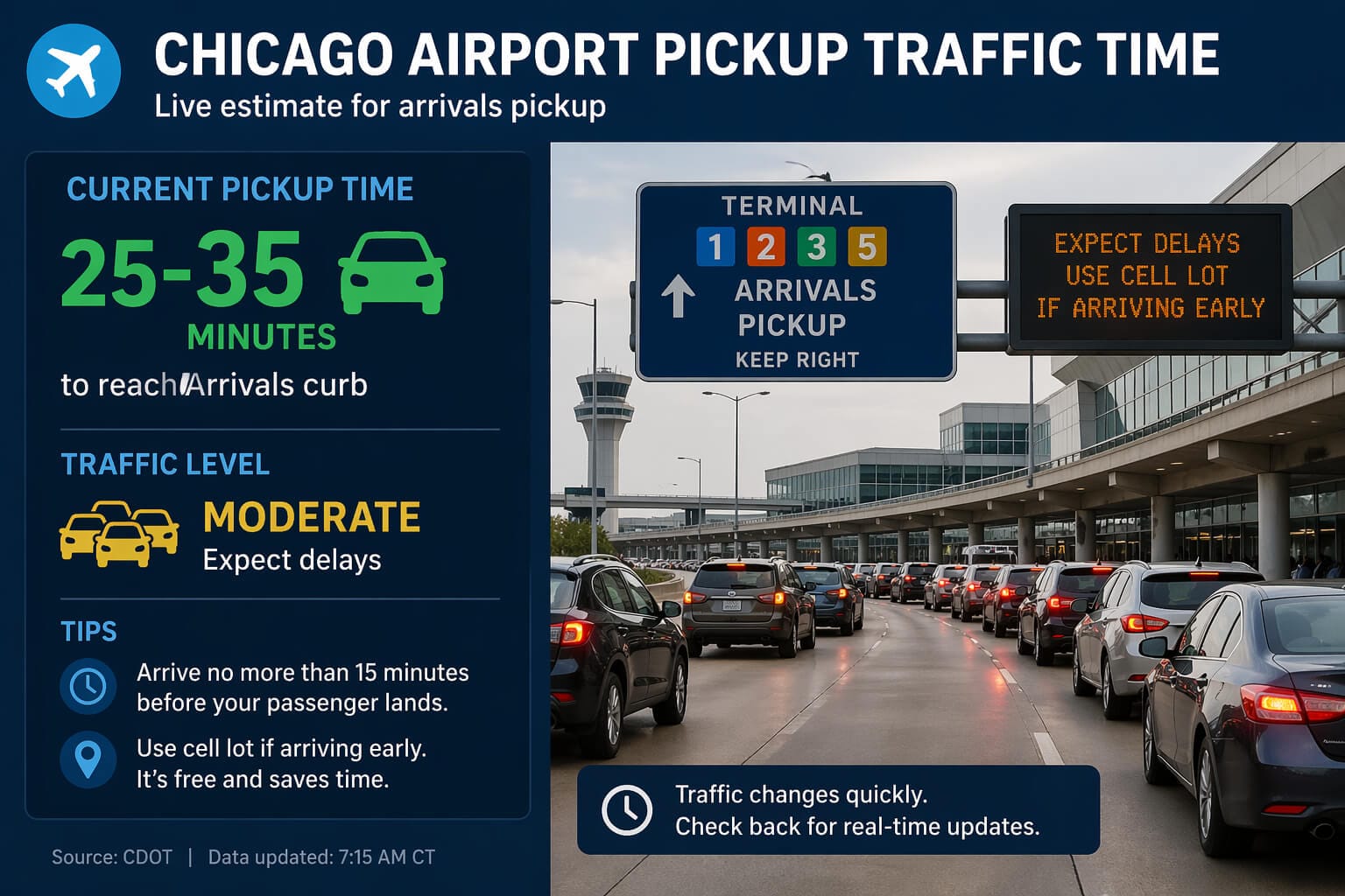 Chicago airport pickup traffic time