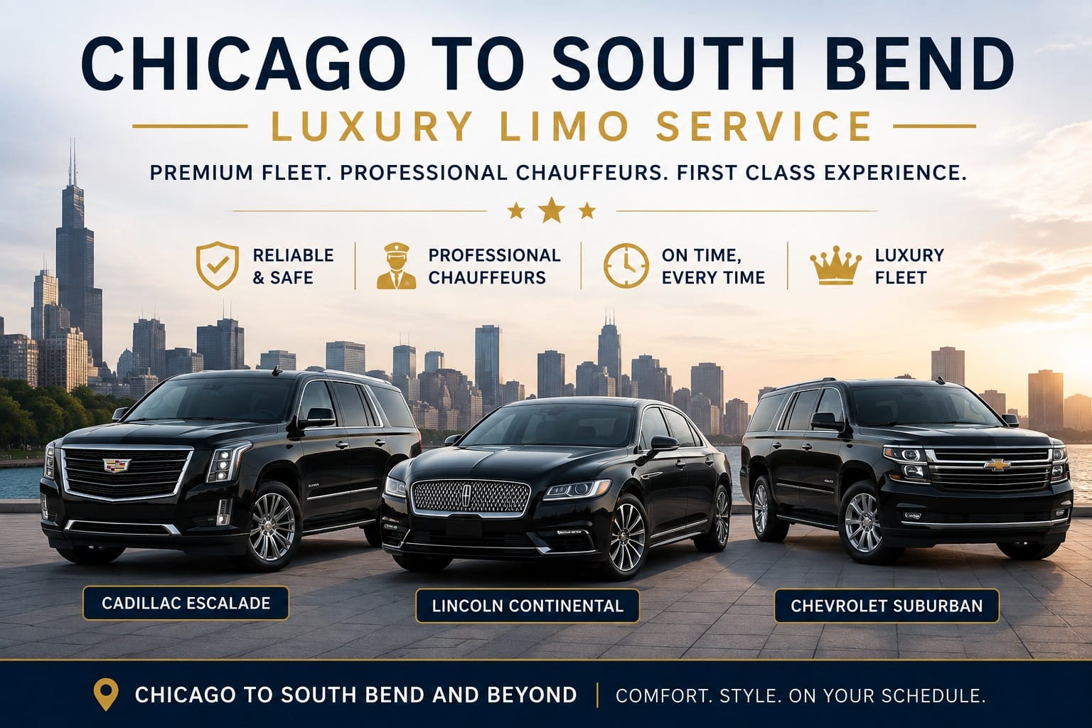 Luxury fleet for Chicago to South Bend limo service