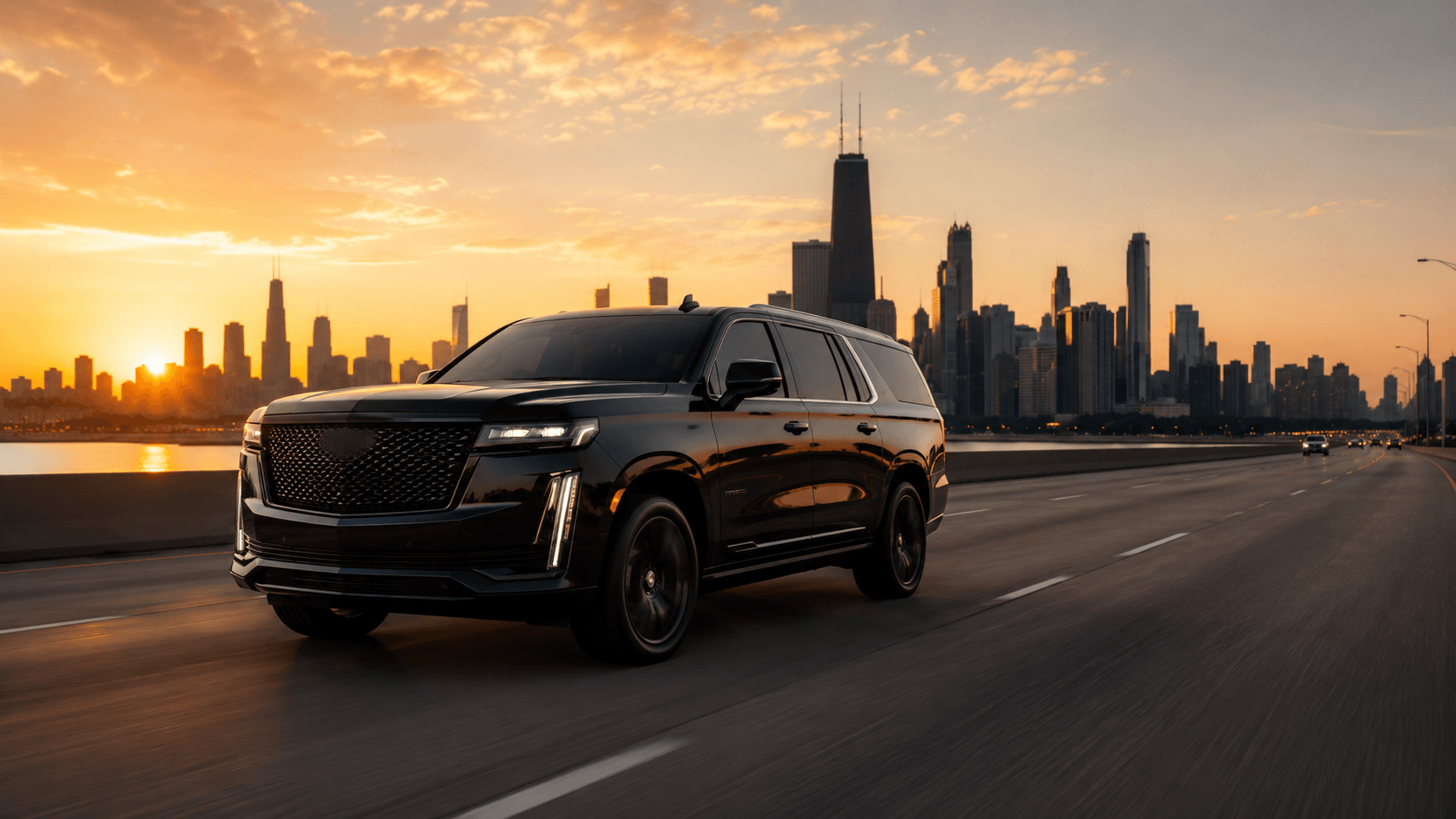 Chicago to South Bend limo service SUV leaving Chicago for Indiana