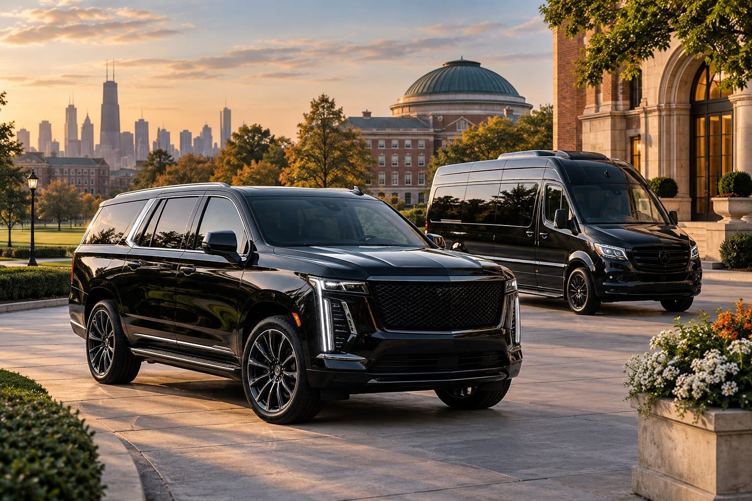 Chicago to University of Illinois limo service with luxury SUV and Sprinter