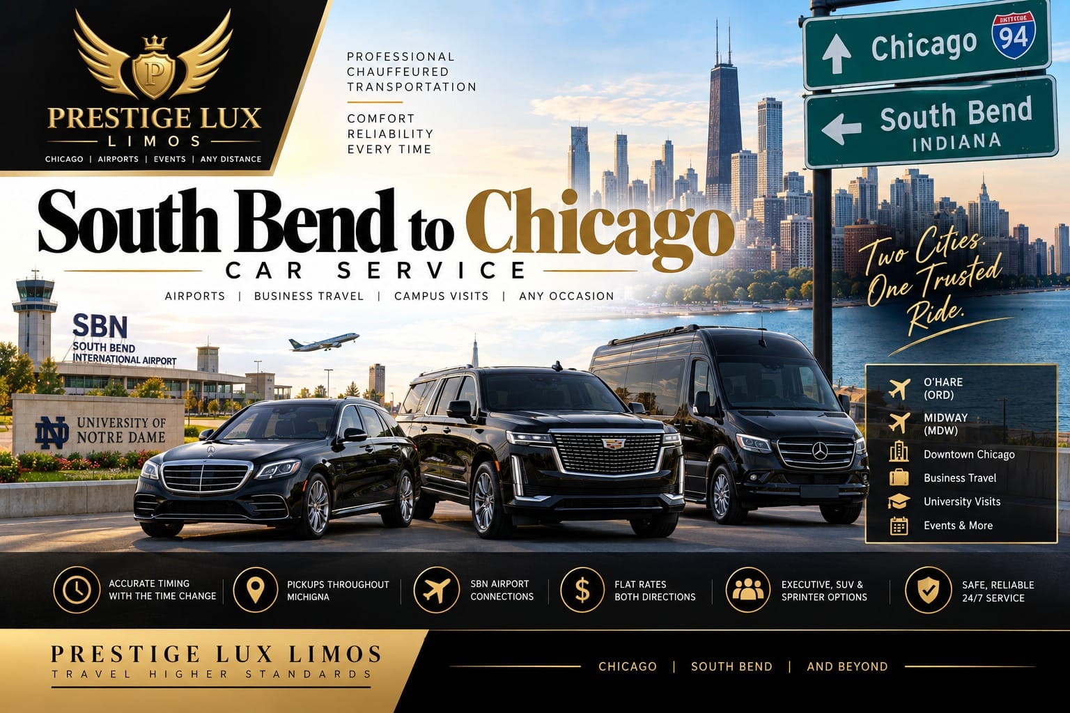 South Bend to Chicago car service